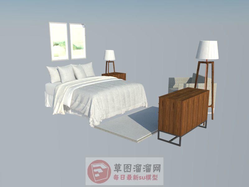床铺落地灯SU模型
