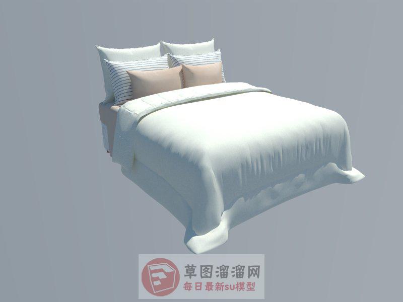 双人床床铺SU模型