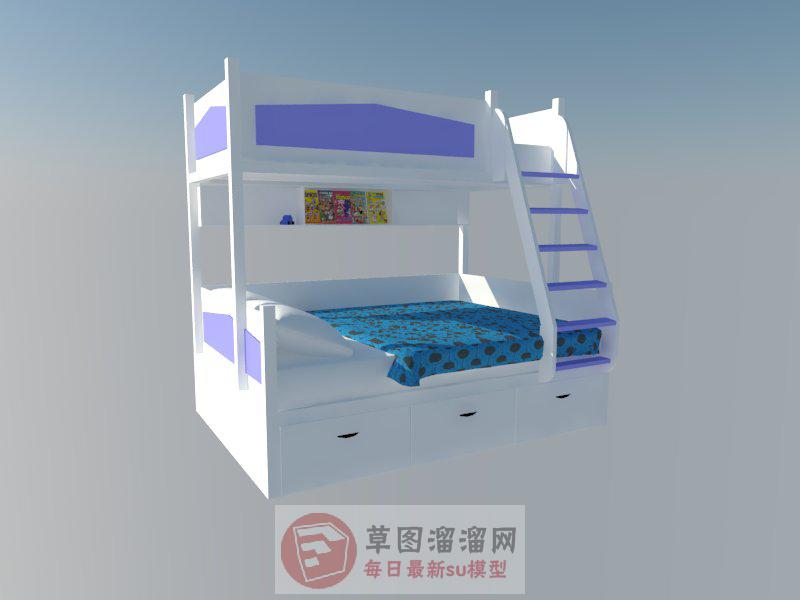 高低铺上下铺床铺SU模型