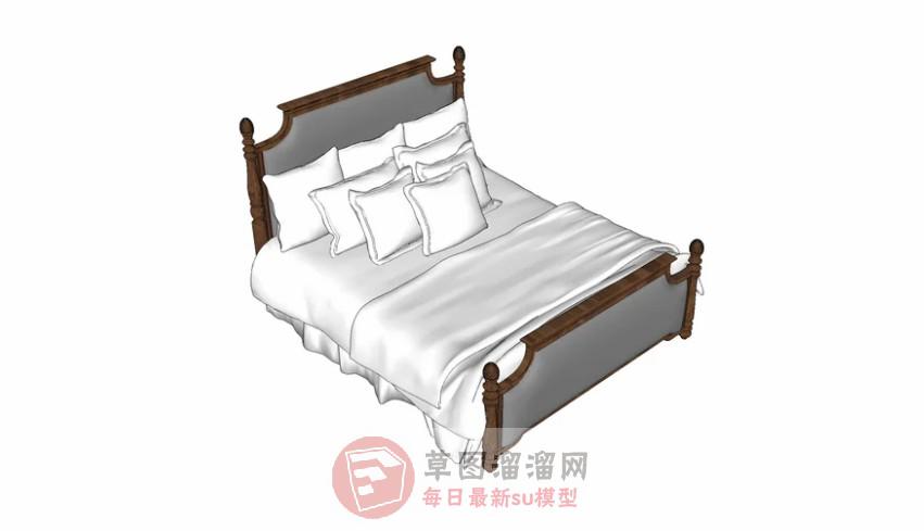 古典双人床床铺SU模型