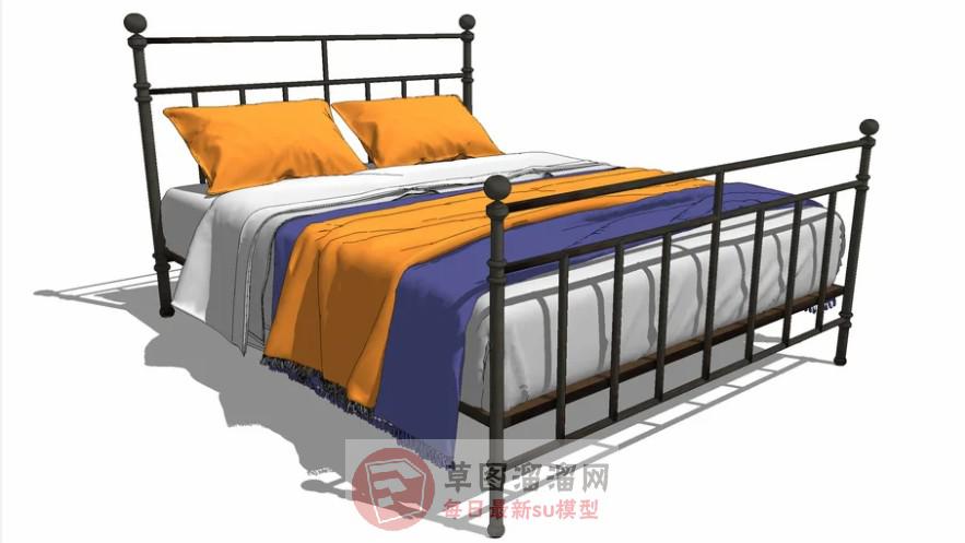 双人床床铺SU模型
