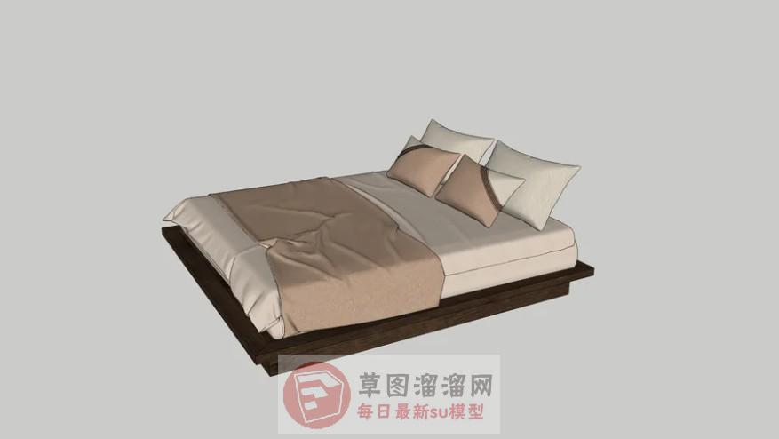 板床双人床床铺SU模型
