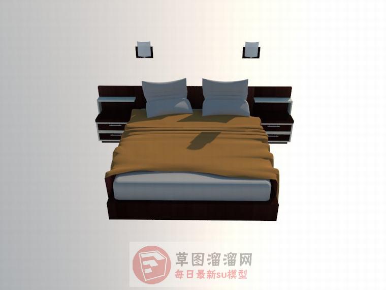双人床床铺家具SU模型