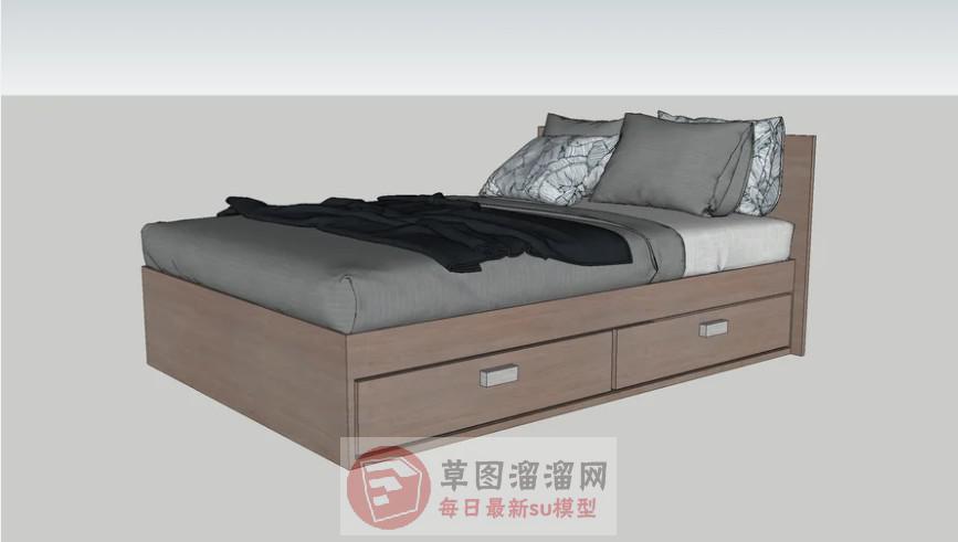 木板床双人床SU模型