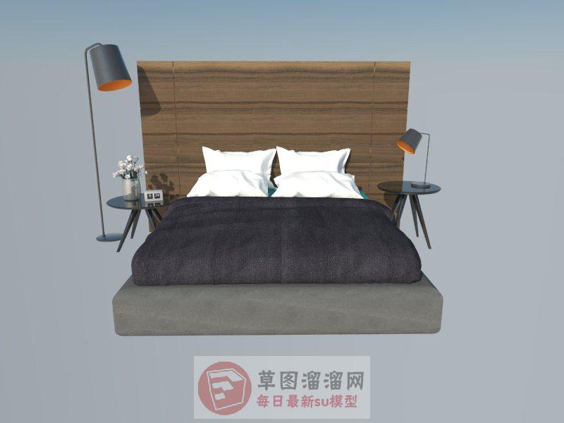 双人床大床铺家具SU模型