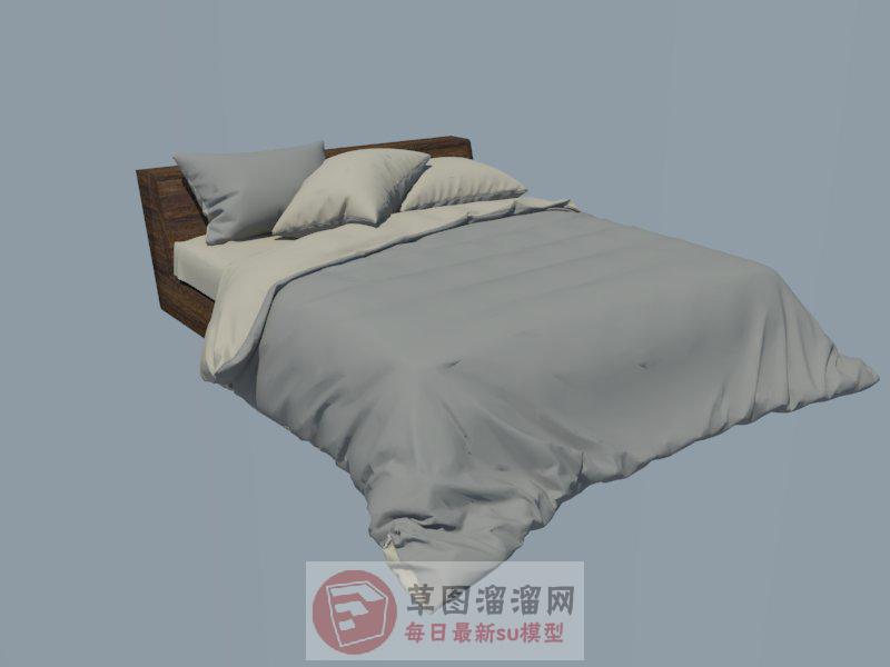 木板床床铺家具SU模型
