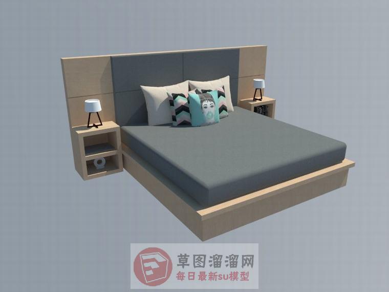 双人床床铺家具SU模型