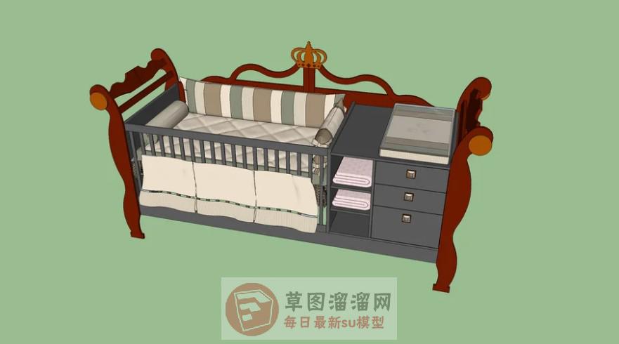 婴儿床床铺SU模型