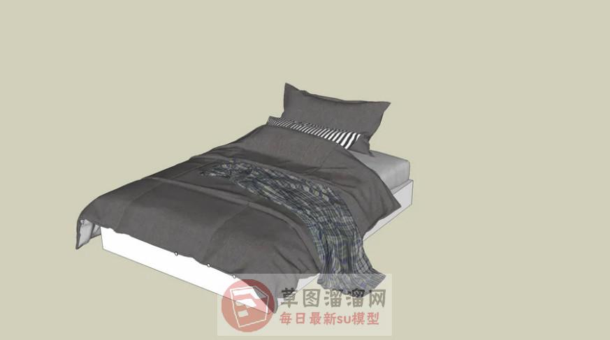 单人床床铺家具SU模型