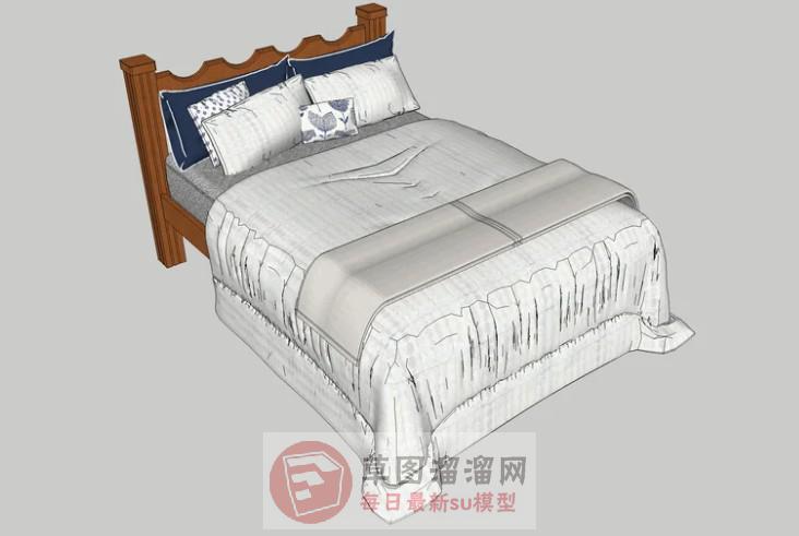 双人床床铺家具SU模型
