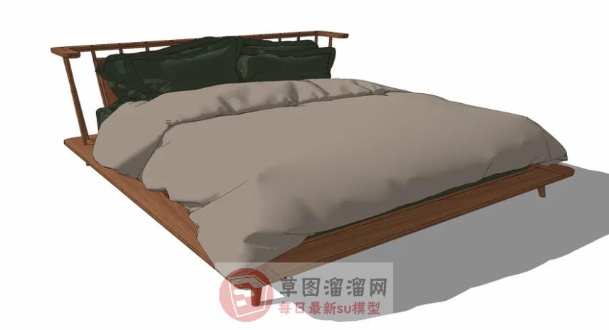 木质板床床铺SU模型