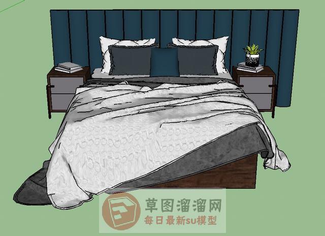 双人床床铺SU模型