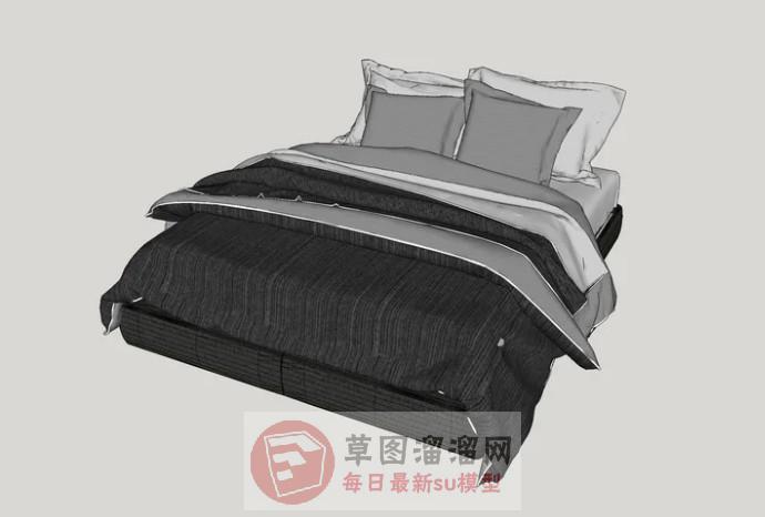 双人床床铺SU模型