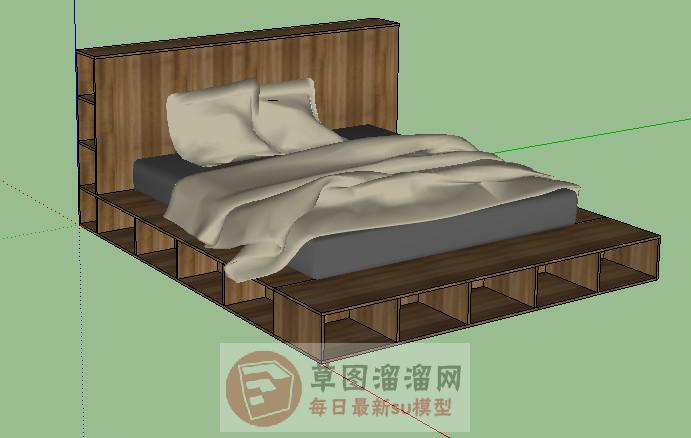 木质板床床铺SU模型