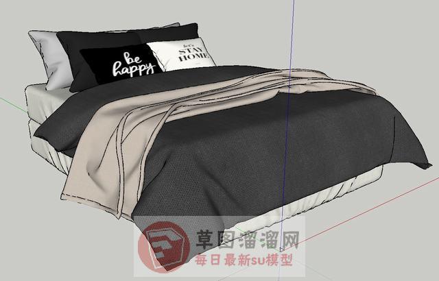 大床双人床床铺SU模型