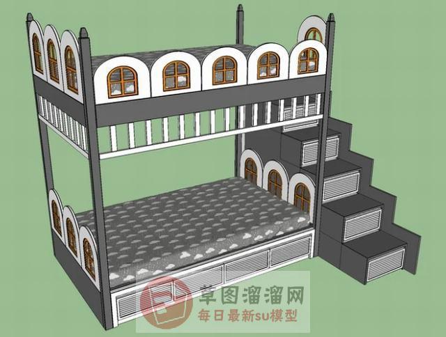 高低铺上下铺儿童床SU模型
