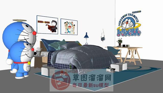 哆啦A梦卧室房间SU模型