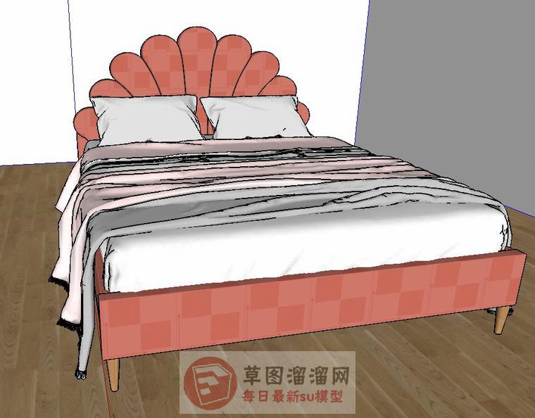 双人床床铺家具SU模型