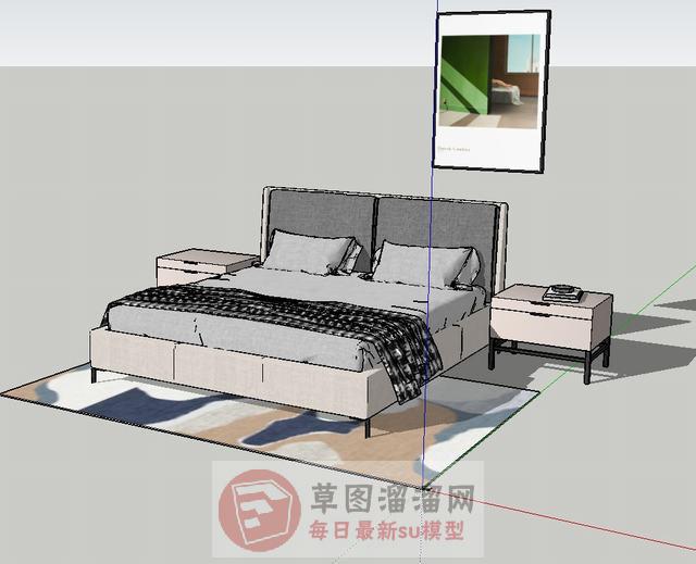 双人床床铺SU模型