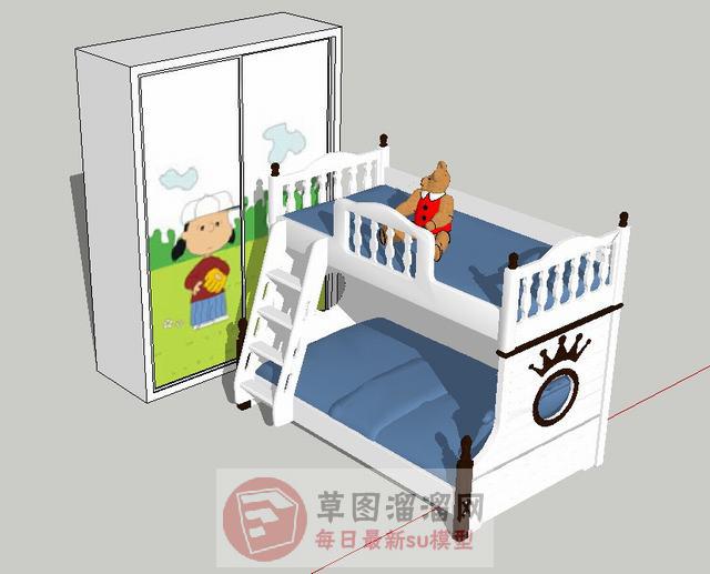 地中海高低铺上下铺SU模型