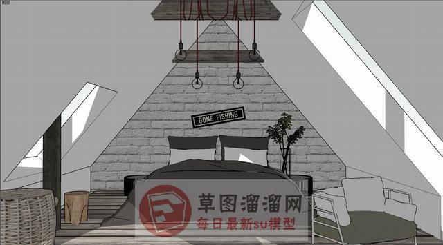 床铺吊灯SU模型