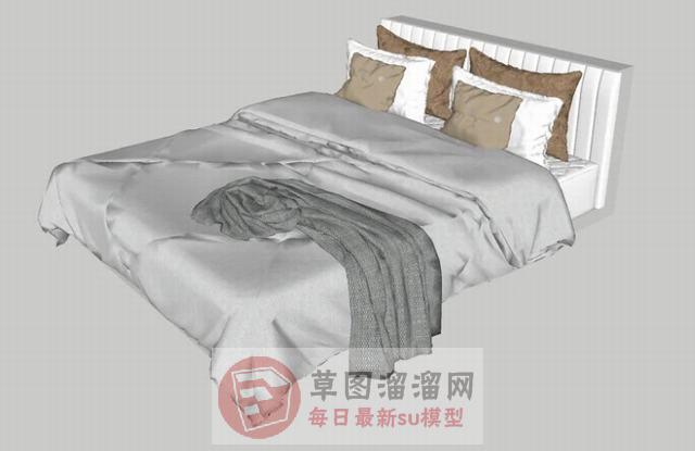 双人床床铺床具SU模型