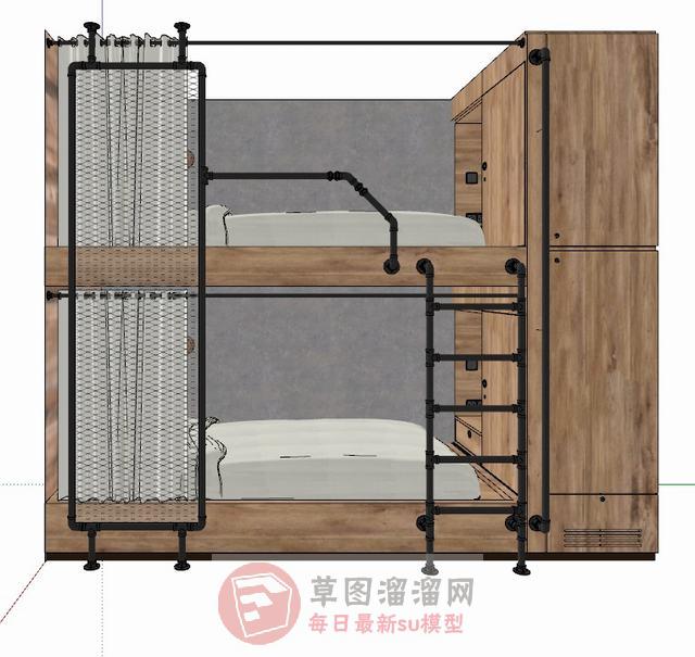 高低铺上下铺床铺SU模型