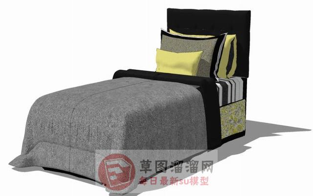 单人床床铺家具SU模型