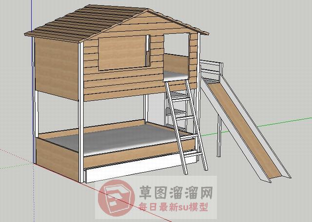 房子造型高低铺滑梯SU模型