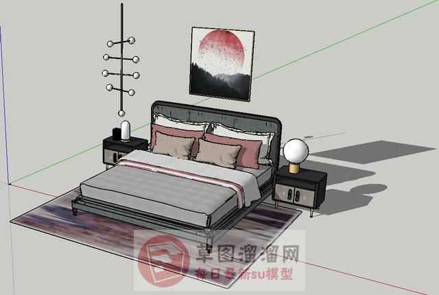 双人床床铺家具SU模型
