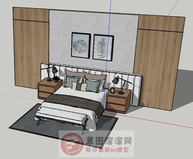双人床床铺床具SU模型