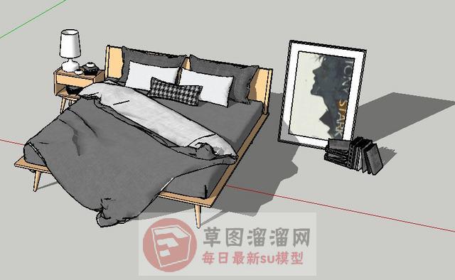 双人床床铺SU模型