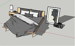 双人床床铺SU模型 免费sketchup模型下载