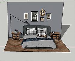 双人床床具床铺SU模型