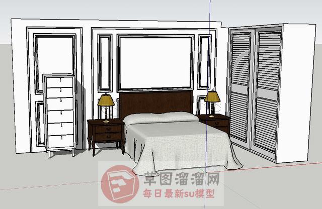 床铺衣柜SU模型