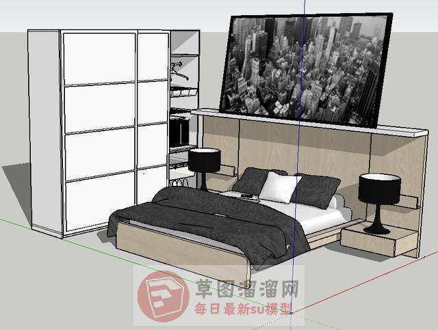 床铺衣柜SU模型