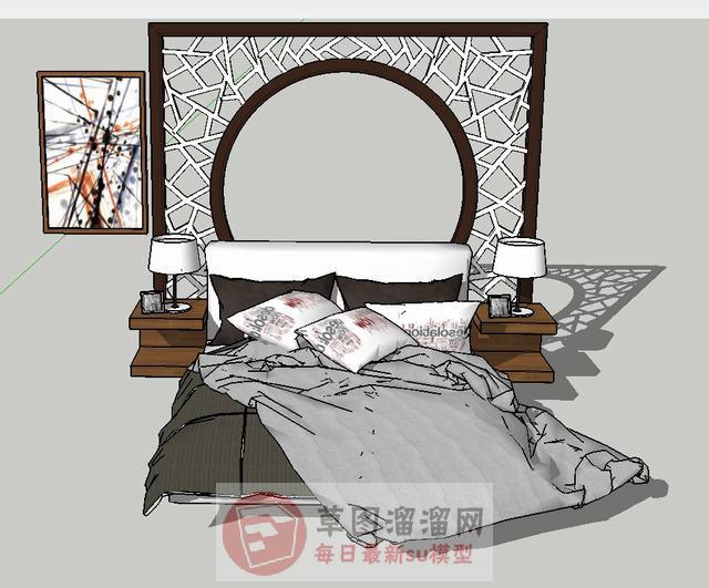 床铺双人床月亮SU模型