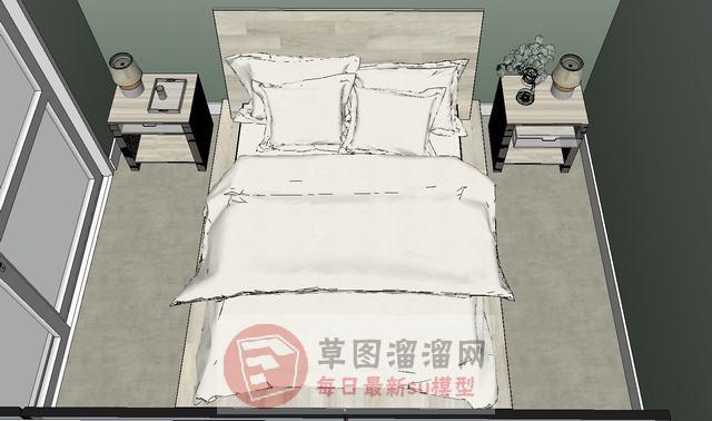 床铺床头柜家具SU模型