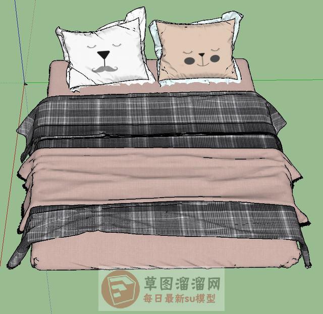 儿童双人床床铺SU模型