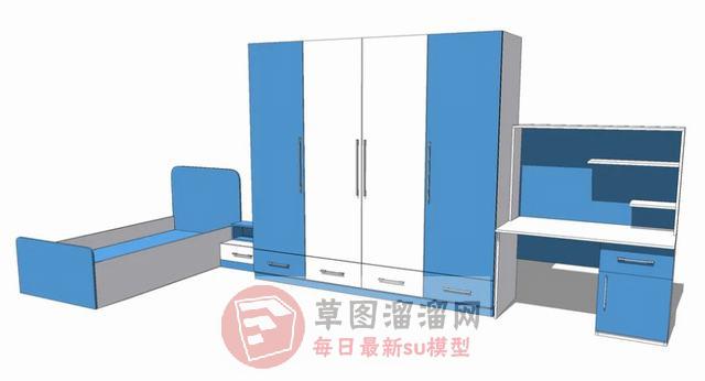 儿童家具床铺衣柜SU模型
