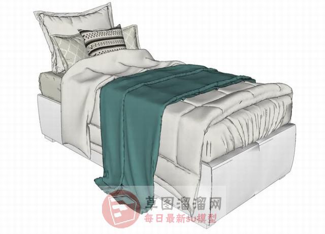 单人床床铺被子SU模型