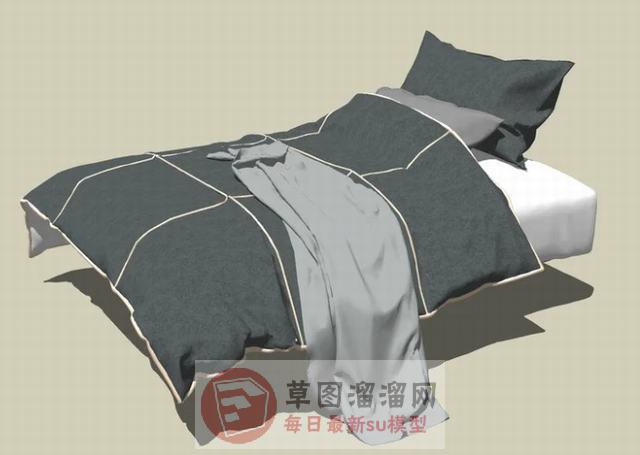 北欧单人床床铺SU模型