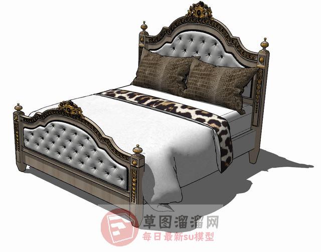 欧美床铺床具SU模型