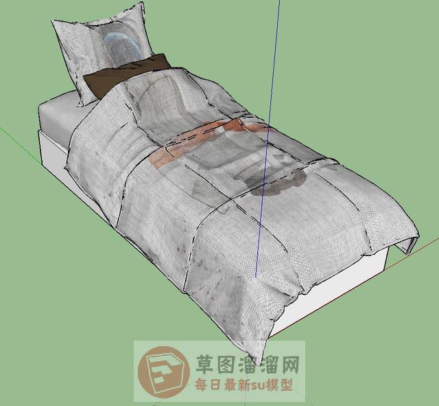 单人床床铺床具SU模型