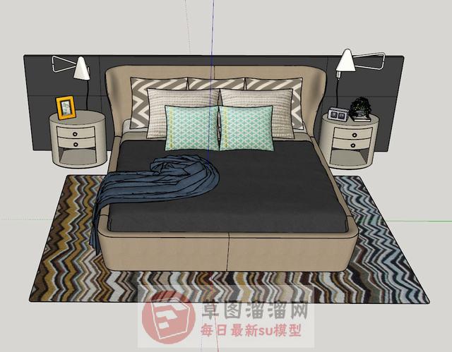 床铺家具床头柜SU模型