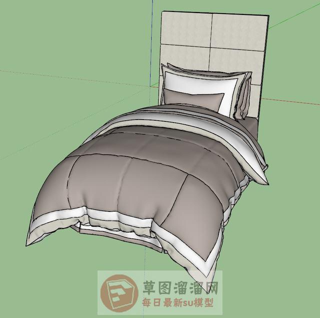 单人床床铺被子SU模型