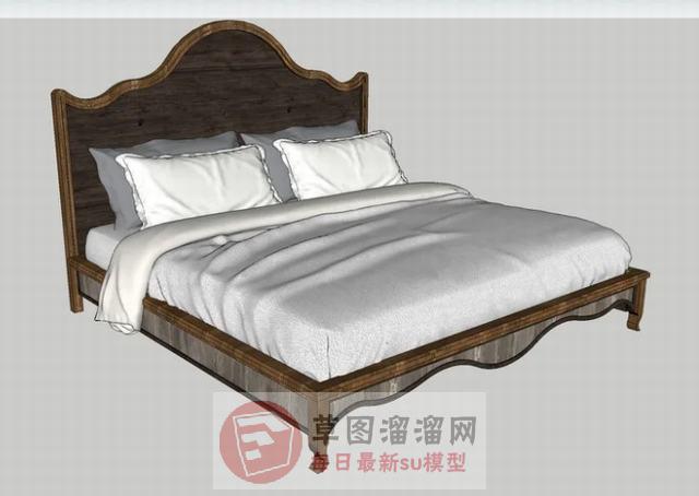 欧式古典床铺SU模型