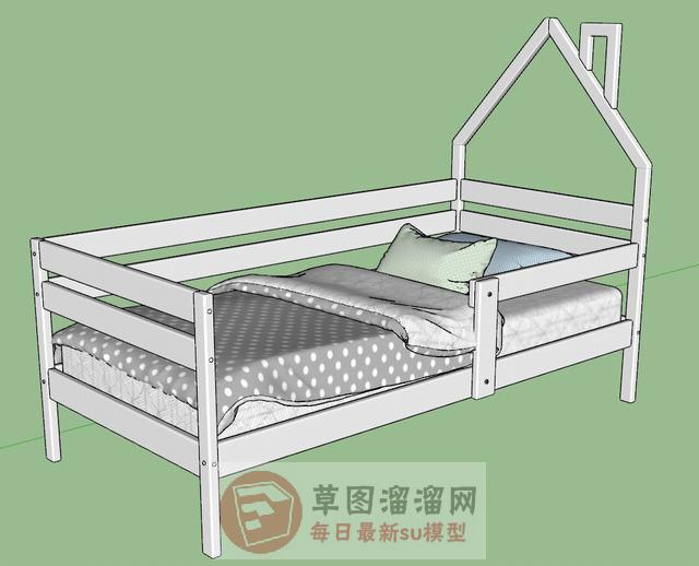 儿童单人床床铺SU模型
