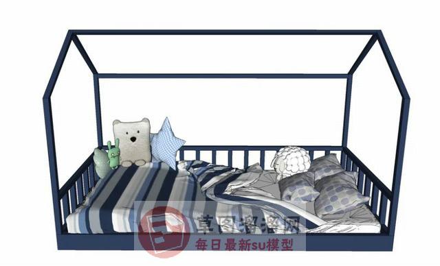 儿童床铺儿童抱枕SU模型