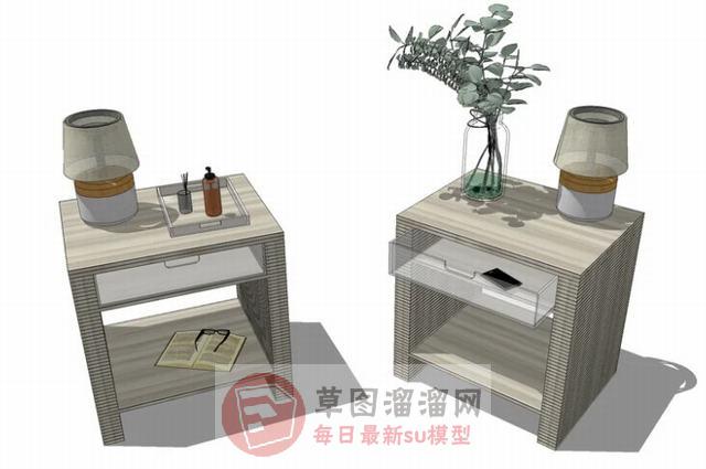 床头柜边桌台灯SU模型